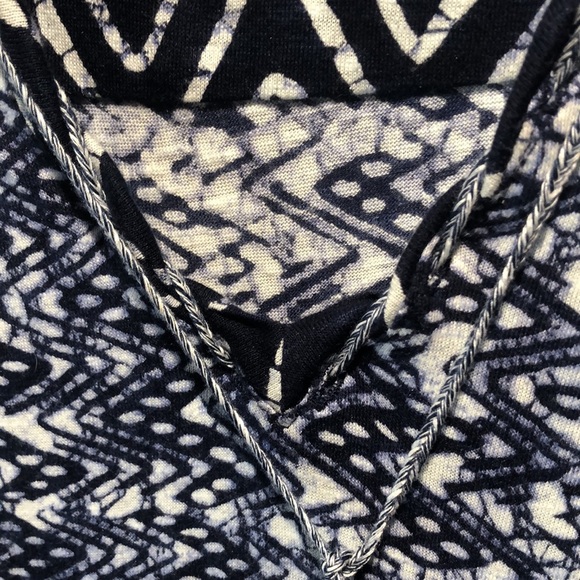 Lucky Brand like new blue white batik print stretch cotton modal midi tassels L - Picture 5 of 9
